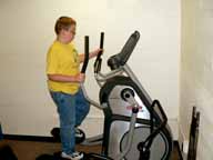 Justin in the exercise room
