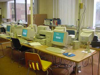 Classroom for business with computers